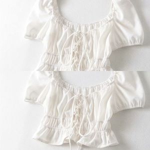 YesStyle Cropped Tie Front Top